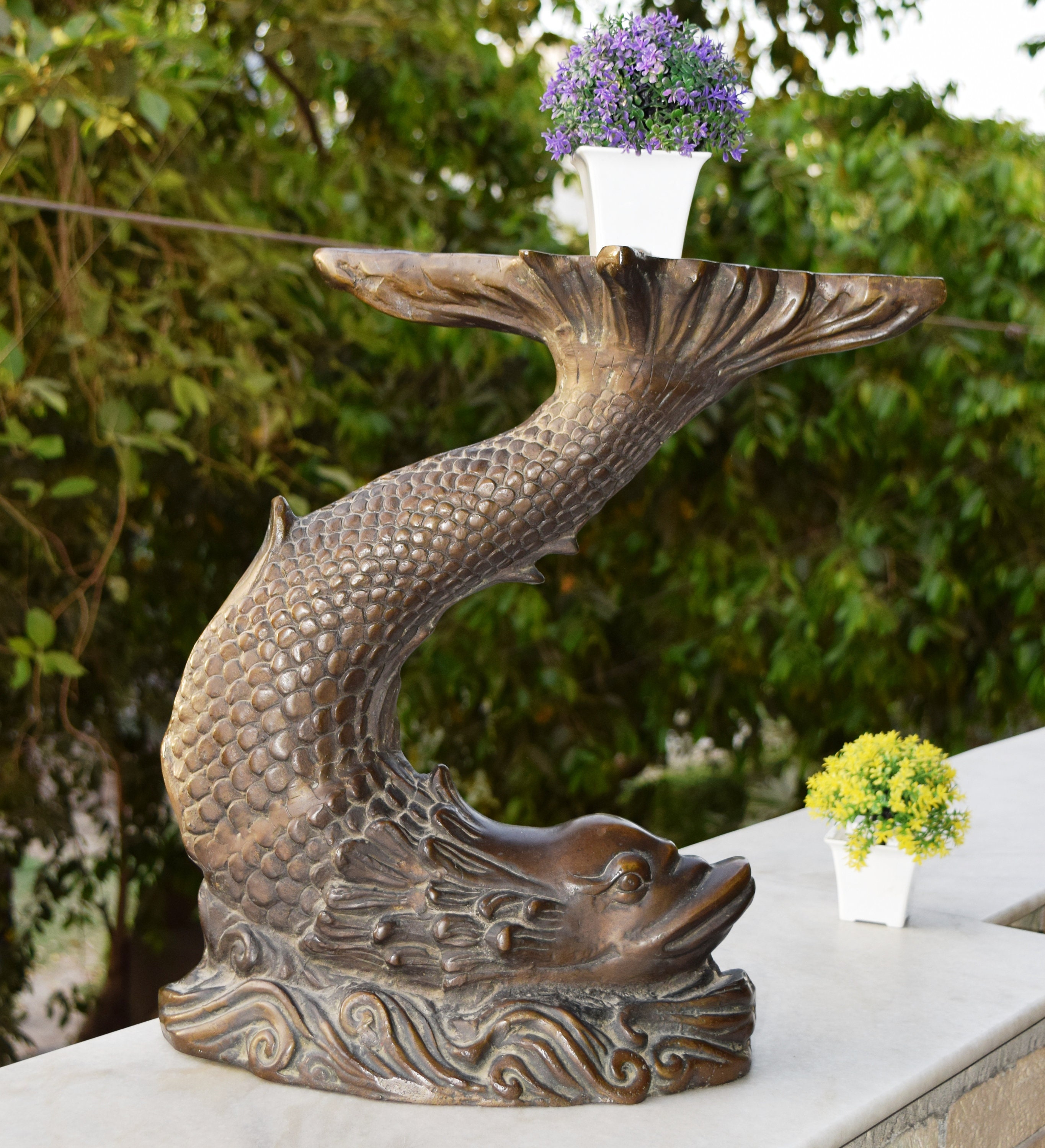 Antique Fish Shape Corner Table Brass Vintage Fish Statue Etsy