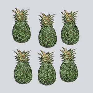 Conjunto de 6 puxadores de gaveta em formato de abacaxi | Puxador de janela em latão com design de frutas | Puxador decorativo para quarto