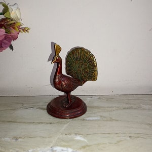 Exquisite Peacock Bird Statue | Brass Royal Theme Bird Paperweight Home Decoration