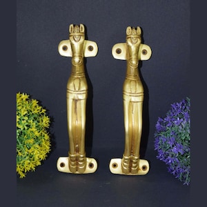 Brass Horse Door Handle Pair | Pony Animal Design Door Pull | Home Door Decoration