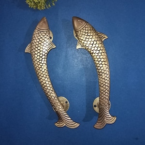 Marine Fish Theme Door Pull Set | Brass Tuna Fish Door Handle for ...