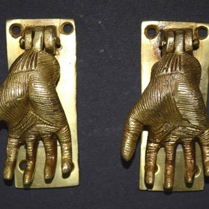 Brass Ghost Hand Knocker | Monkey Hand Door Bell | Set of 02 Pieces