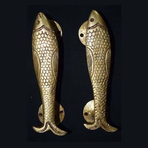 Nautical Fish Door Handle | Brass Fish Door Pull | Cupboard Accessories