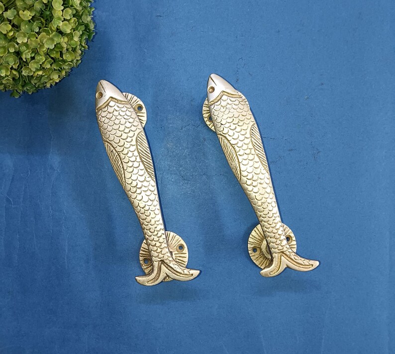 Brass Fish Door Pull Set | Wardrobe Pull | Beach Restaurant Decor - Etsy UK
