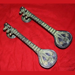 Muziekinstrument Veena 9,5'' inch deurklink | Klassieke deurkruk in sitarvorm | Accessoires voor poortmuziekkamerthema