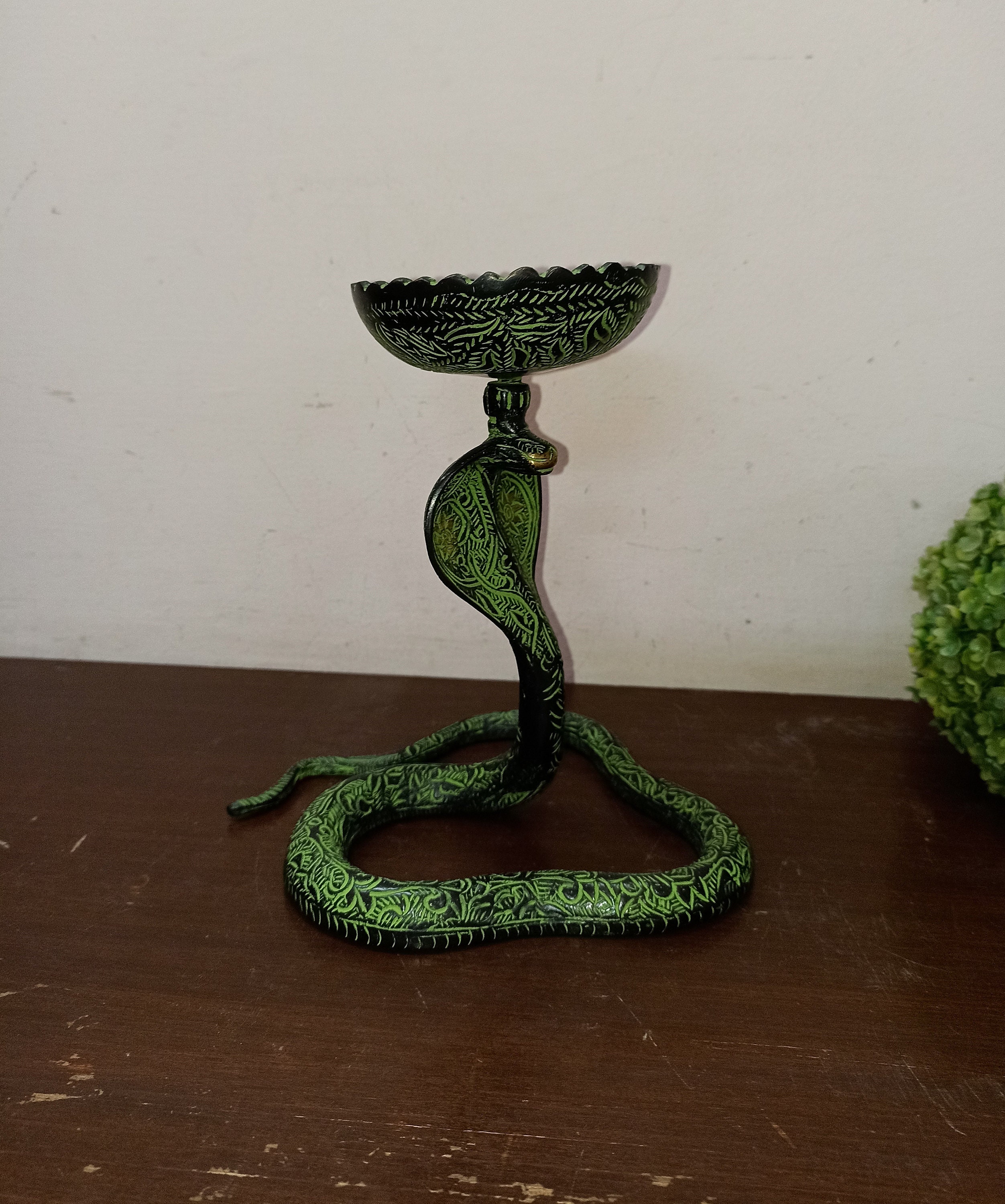 Python Head Statue Snake Sculpture With Head Bowl | Brass Python Serpent Shape Statue Oil ...
