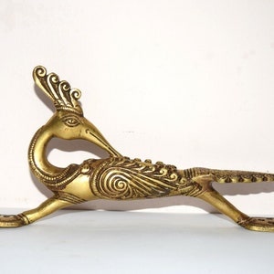 8.4&quot; Inches Peacock Design Door Pull | Brass Peafowl One Sided Door Grip Handle