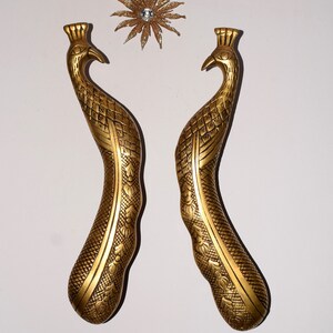 30 cm spetsig näbb med påfågeldesign i mässing | Handgjort påfågelhandtag i par | Fågelinspirerad blomsterbutik Välkommen