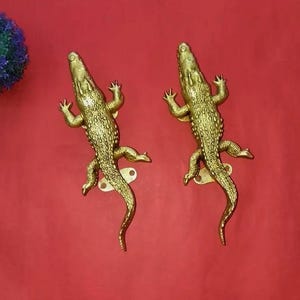Brass Crocodile Door Handle | Reptile Animal Home Door Hardware WSR