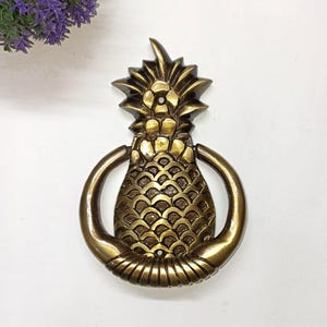 Pineapple Design Front Door Bell | Lacquered Brass Monkey Fruit Door Knocker Decoration