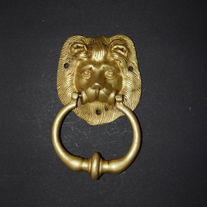Wildcat Head Door Knocker | Brass Lion King Doorbell | Door Accessories | 6.8&quot; Inches