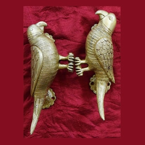 Parrot Pair Door Pull | Echo Parakeet Birds Outdoor Handle | Majestic Bird Theme Home Decoration