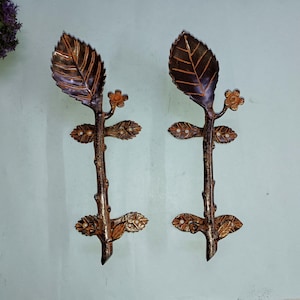 Leaf Shape Door Handle | Brass Flower Sprig Style Door Pull