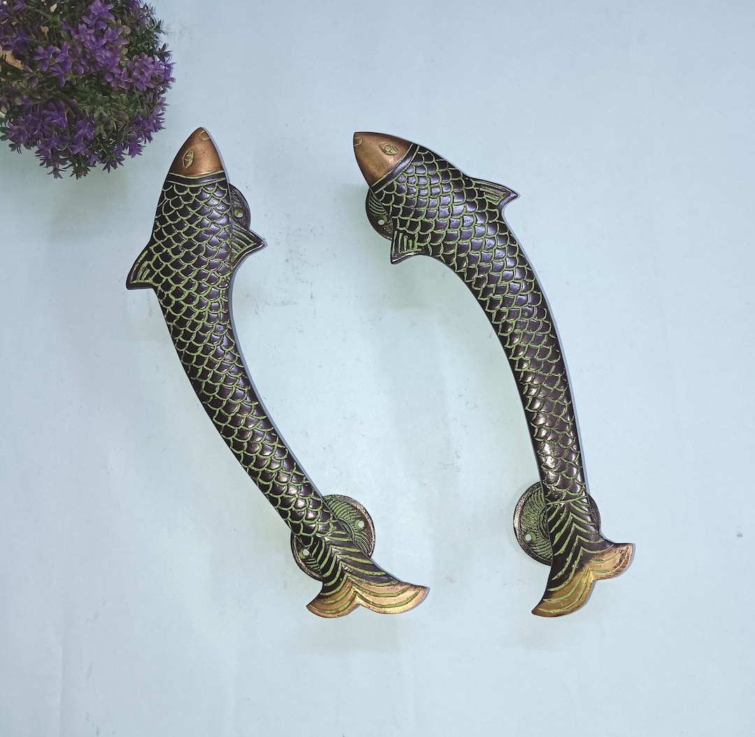 Nautical Brass Fish Door Handle | Fish Shape Unique Design Door Pull ...