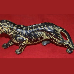 Tijgervorm Sculptuur | Messing Jaguar Standbeeld Paar | Angery Tiger Tafeldecoratie