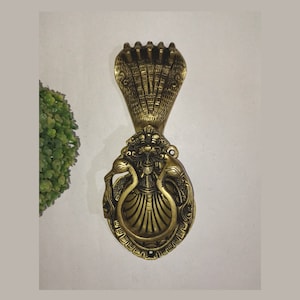 Multiple Head Cobra Design Door Knocker | Brass Snake With Yali Design Door Bell | Entrance Home Decoration
