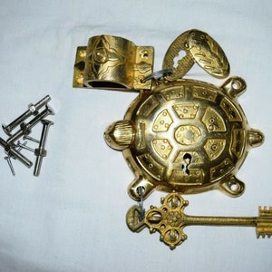 Tortoise Shape Door Lock | Brass Turtle Padlock | Religious Symbols Home Decor Safety Lock