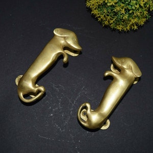 Ensemble de poignées de porte pour chien | Poignée de porte teckel en laiton | Jolie décoration de chambre pour chien