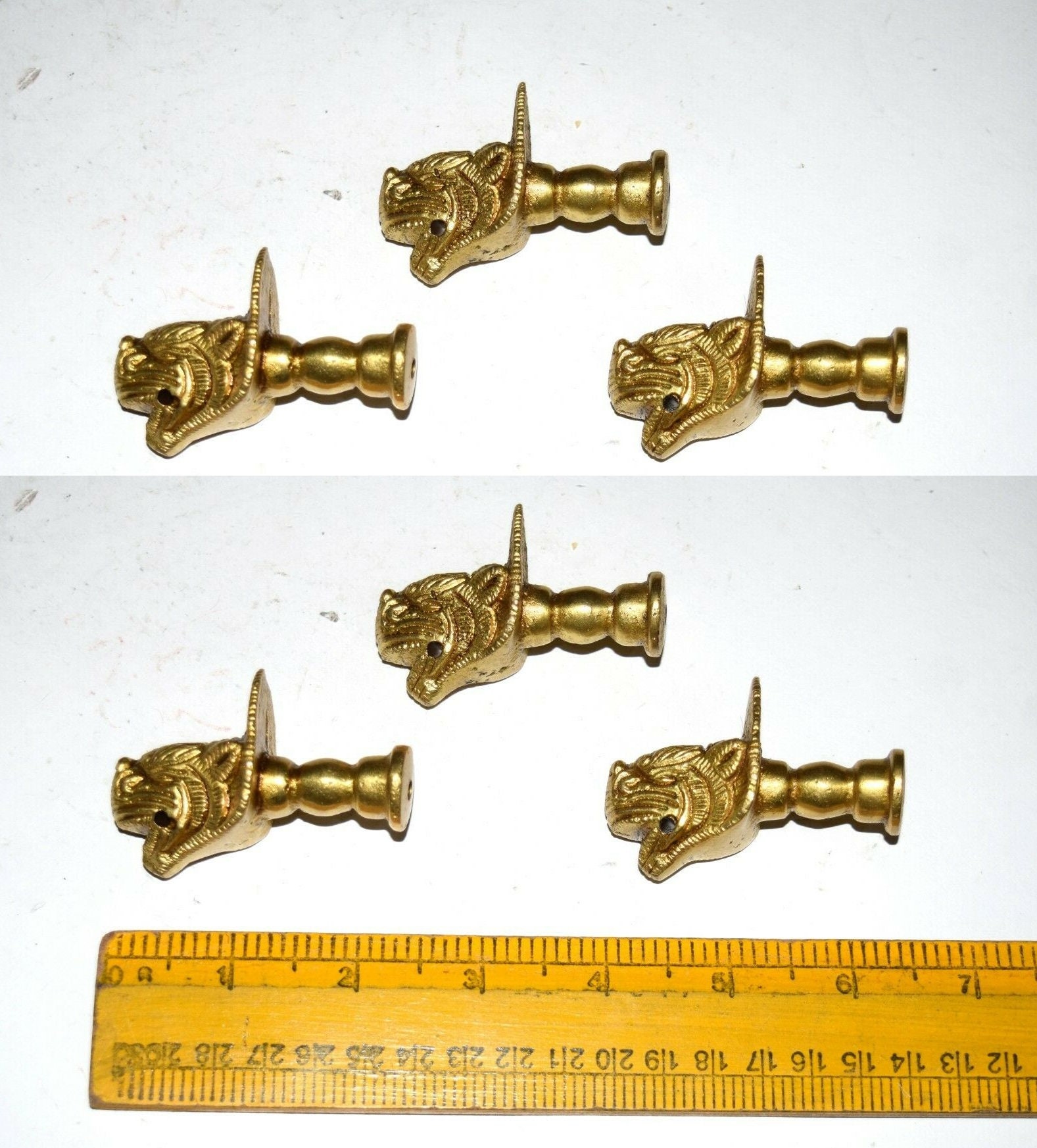 Set of 06 Dragon Knobs Brass Yali Dragon Drawer Knobs Etsy