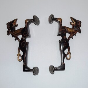 6.5&#39;&#39; Inches Unicorn Shape Door Handles Pair | Brass Running Horse Fantasy Door Pull | Hotel Resort Welcome Room Window Fittings