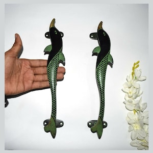 Curve Dolphin door Handle | Brass Noutical Fish Door Pull | Ocian Theme Decoration