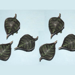 Set of 06 Lamps Leaf Design Diya Holder | Brass Bodhi Leaf Shape Oil Lamp Home Decor
