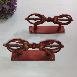 Buddhistisches Gebet Vajra Form Pull-Set | Messing Dorje Eintrag Türgriff Paar