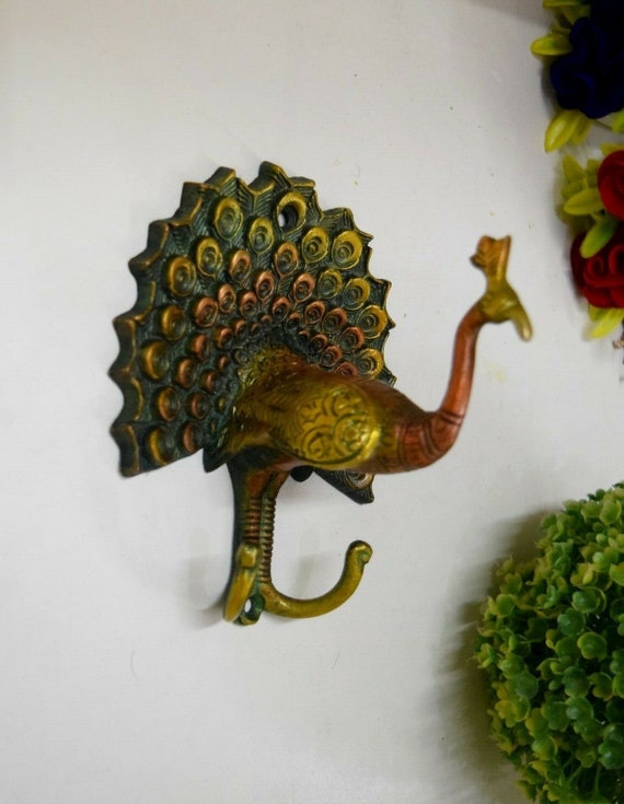 Peafowl Bird Wall Hook Brass Peacock Shape Hanging Hook Etsy