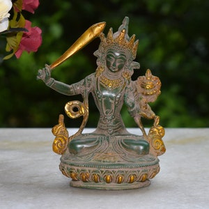 Princess Tara Devi Sculpture | Brass Manjushri Statue | Weight: 905 Grams Approx Statue