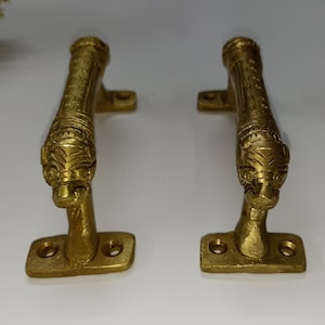 Dörrhandtag med dubbelt Jaguar-fönster | Fönsterhandtag i mässing med sibirisk tigerdesign | Dörrbeslag