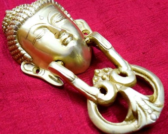 Monk Budai Knocker | Brass Gautama Buddha Lord Face Doorbell | Door Accessories