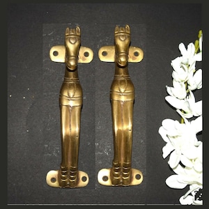 Brass Mare Animal Door Handle | Set of 2 Pieces Horse Shape Window Pull | Door Accessories