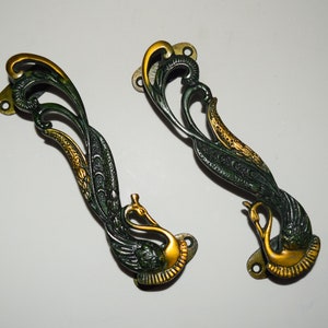 Peafowl Bird Door Pull Set | Peacock Style Handle | Exterior Door Hardware