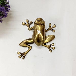 Gelakt messing deurklopper met kikker | Pronkstuk voor deurbel voor slaapkamerdeur met reptielpad