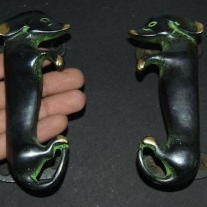 Cute Dog Door Pull | Brass Dog Pair Door Handle | Cabinet Drawer Pull