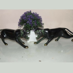 Black Panther Statue Set of 02 Pieces | Roaring Tiger Shape Sculpture Table Decoration