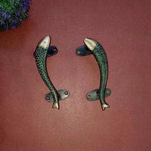 Goldfish Decorative Cabinet Closet Pulls | Brass Ocean Creature Door Grab Handle Bedroom Decor WSR