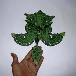 Yali Face Wall Sculptrue | Brass Temple Cultural Art Wall Hanging Decoration