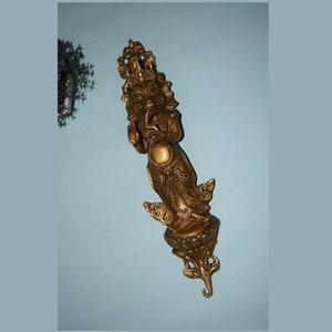Ganesha Sculpture Door Pull | Brass Royal Theme Elephant Door Handle