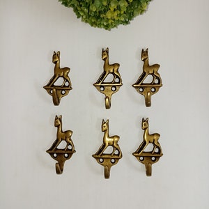 Swamp Deer Hook Set of 06 Pieces | Brass Gazelles Reindeer Home Key Holder | Entryway Wall Decor