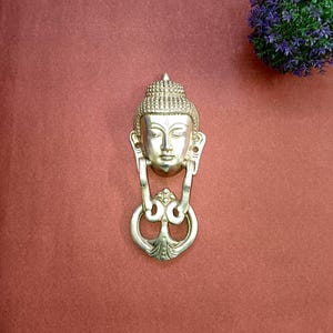 Tibet Gautama Buddha Knocker | Brass Metal Tibetan Theme Doorbell | Door knocker in Silver Color