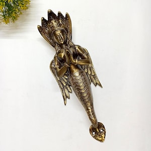 11" Inch Mermaid Decorative Handle | Lacquered Brass Medusa Snake Lady Door Puller Hardware