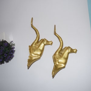 Puxador de porta de busto de cavalo voador de 9,5&#39;&#39; polegadas | Par de maçanetas de porta em arco de latão | Decoração de hall de quarto de hóspedes com personagem mitológico