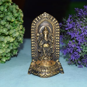 Vintage Lord Ganpati Idol | Brass Ganesha Statue | Elephant Headed God Vinayaka