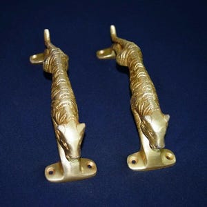Brass Small Jaguar Cupboard Handle | Leaping Tiger Door Pull Hardware Showpiece WSR