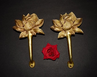Türgriffdekor mit Lotusblume für den Innenbereich | Türgriff aus Messing mit königlichem Ornamentmuster (WSR)