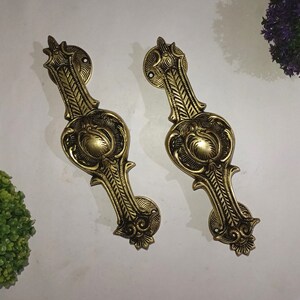 Blooming Floral Design Door Handle Pair | Brass Flower Door Nature Theme Pull