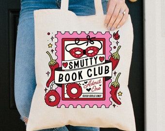 Smutty Book Club Bookish Tote Bag Romance Reader Smut Book Lover Booktok Merch Book Club Gifts For Her Librarian Tote Booktrovert