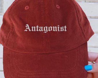 Antagonist Embroidered Corduroy Hat Antihero Dark Academia Bookish Baseball Cap Literary Gift Booktok Merch Reading Literature Villian