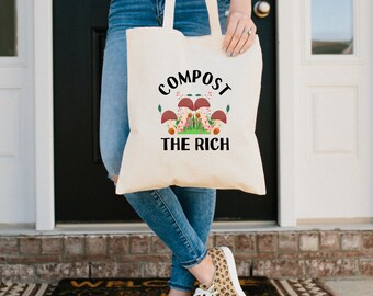 Compost The Rich Canvas Tote Bag, Anti-Capitalist Gift, Democratic Socialism, Social Activism, Anti-Establishment